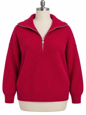 Torrid Red Ribbed Half-Zip Sweater Oversized Size 2 (18/20)